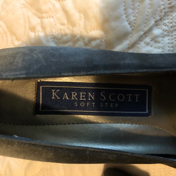 Vintage shoes Karen Scott Edwardian Inspired bow front gray heels - Picture 5 of 14